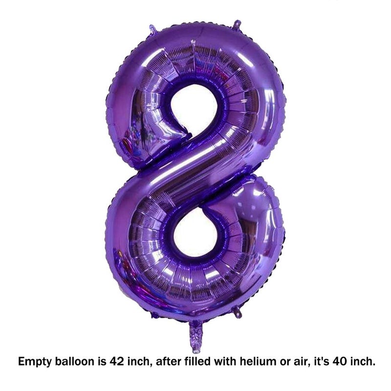 MoMo Balloon 40 Inch Jumbo Purple Number 8 Balloon Giant Balloons Prom Balloons Helium Foil Mylar Huge Number Balloons for Birthday Party Decorations/Wedding/Anniversary - Image 2